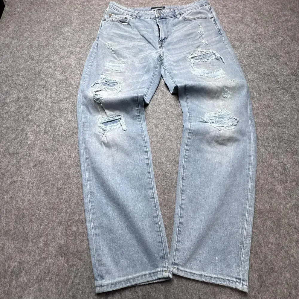 Aeropostale Jeans Mens 36x30 Blue Light Wash Skinny Distressed Denim Pants